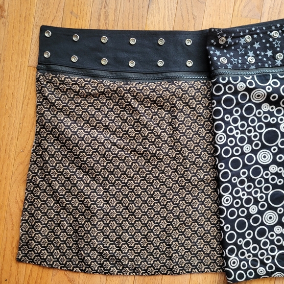 Festival Reversible Adjustable Wrap Mini Skirt One of a Kind Zippers & Snaps - Picture 7 of 14
